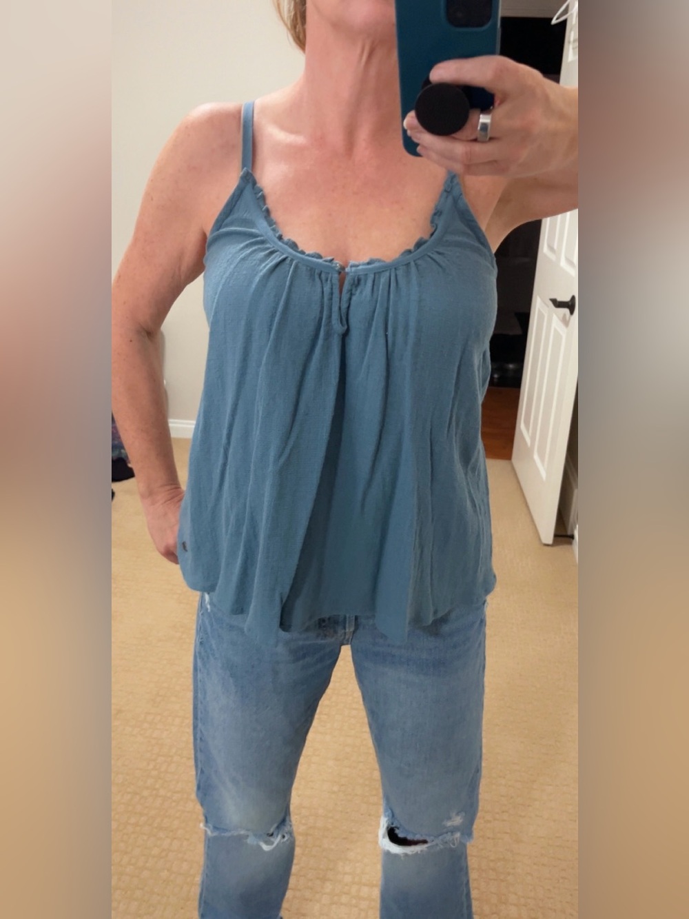Roxy Women's Blue Spaghetti Strap Tank Top